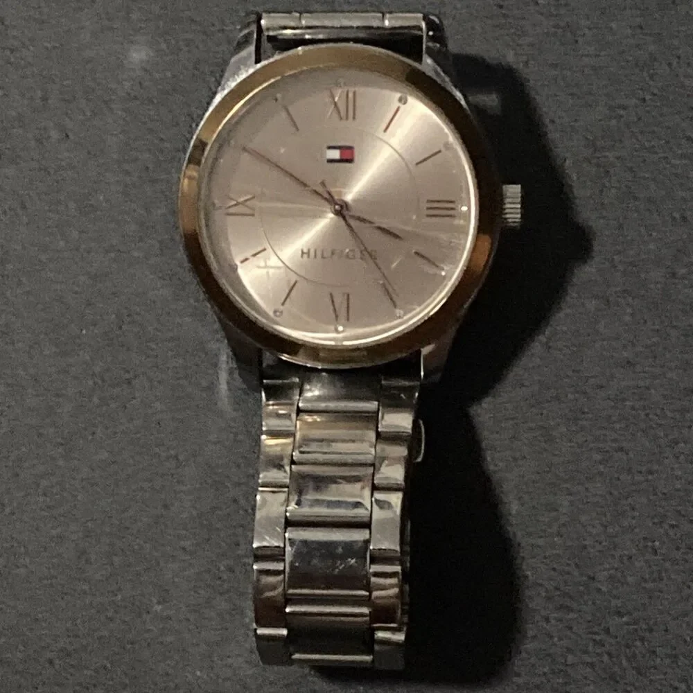 Tommy Hilfiger Women's Silver/Rose Gold Crystal Accent Watch 36mm  PLEASE READ